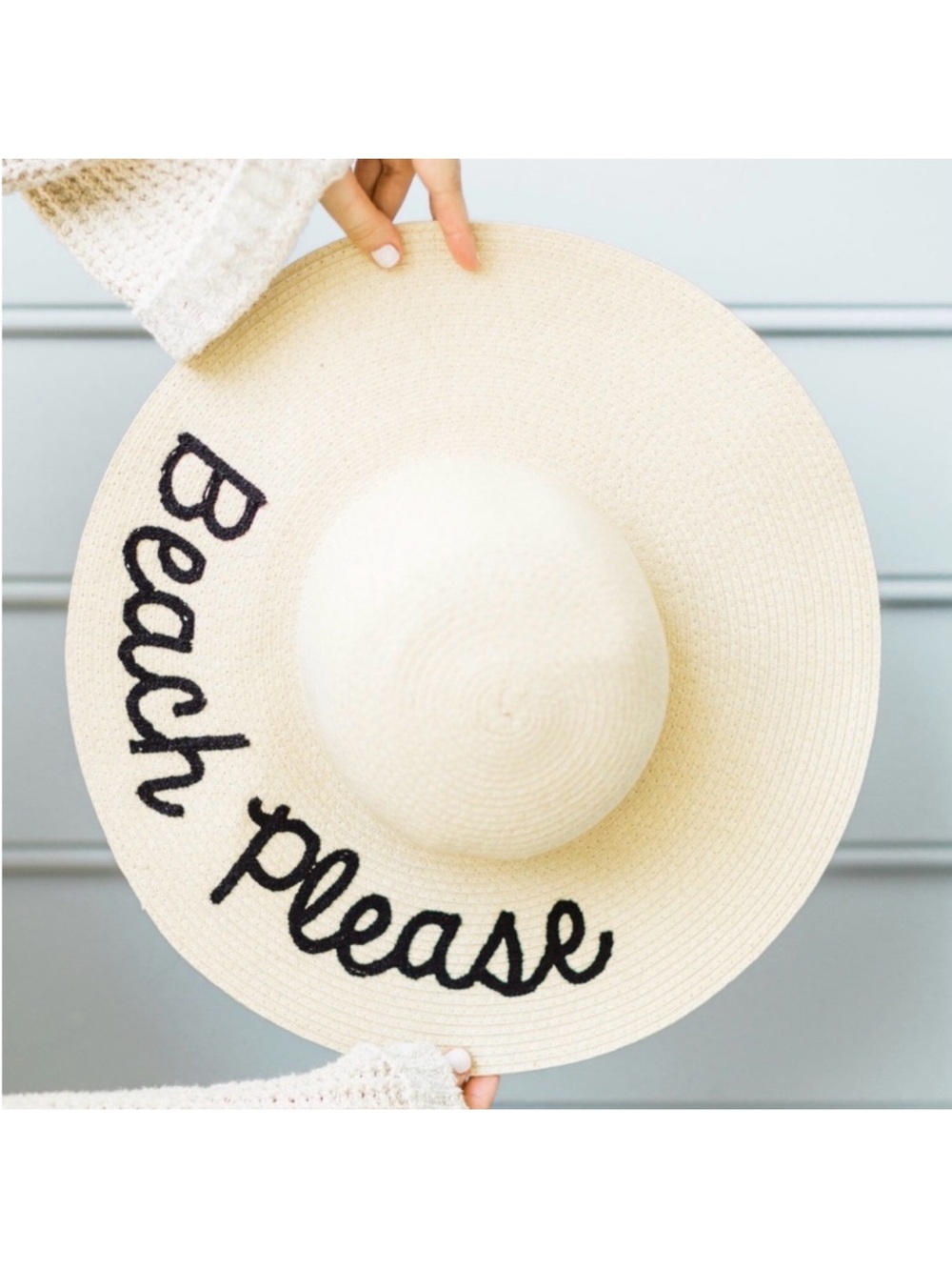 🖤 Beige Floppy Sun Hat with “Beach Please” 🖤